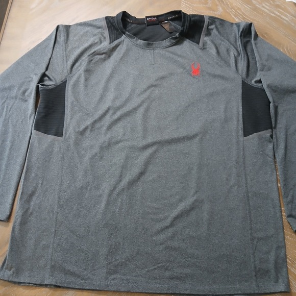 Spyder Active Other - Spyder Active Mens Long Sleeve Performance Shirt Grey Black Red Logo XL